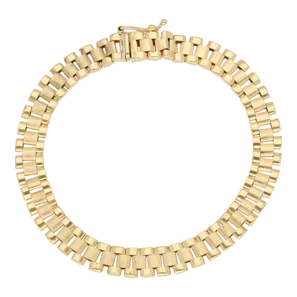 Pulsera eslabón articulado en oro amarillo 14 kilates.
