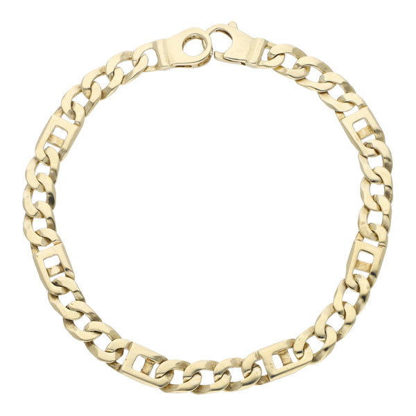 Pulsera eslabón combinado en oro amarillo 14 kilates.