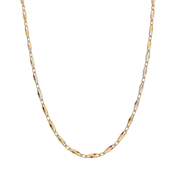Collar eslabón combinado en oro tres tonos 18 kilates.