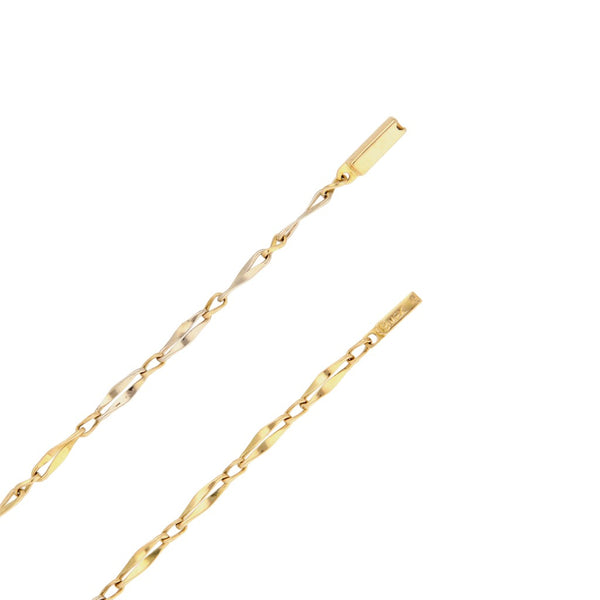 Collar eslabón combinado en oro tres tonos 18 kilates.