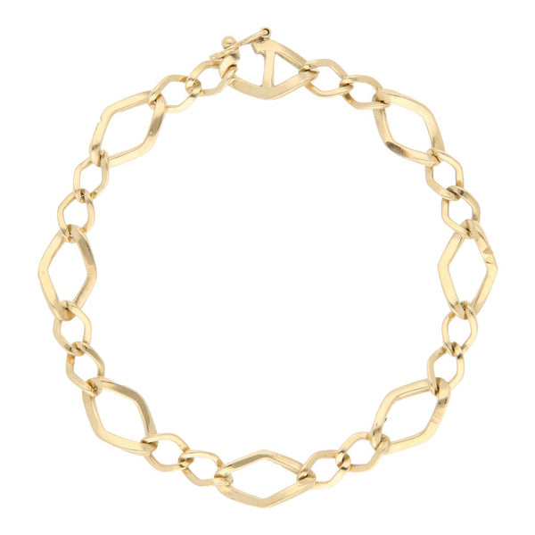 Pulsera eslabón combinado en oro amarillo 14 kilates.