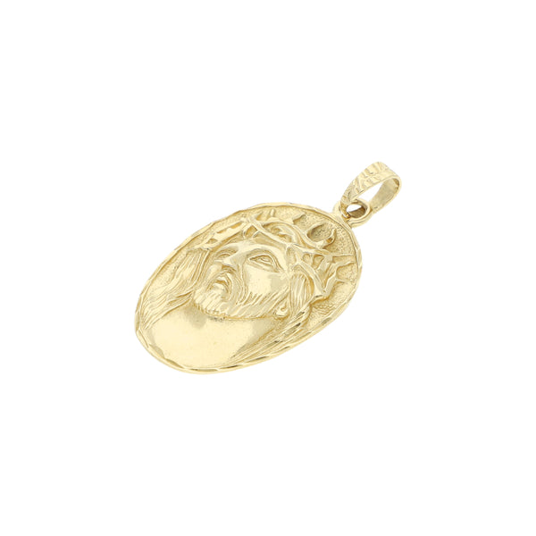 Medalla diseño especial motivo Divino Rostro en oro amarillo 14 kilates.