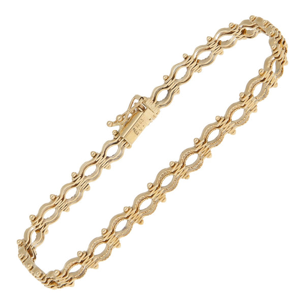 Pulsera eslabón articulado en oro amarillo 14 kilates.