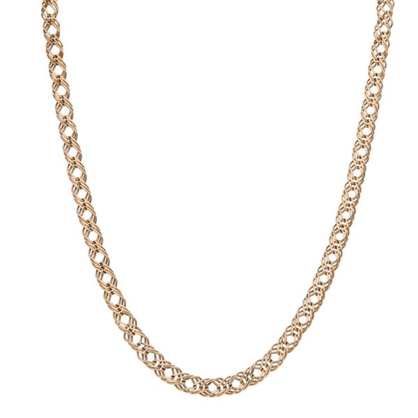 Collar eslabón encontrado triple en oro rosa 14 kilates.