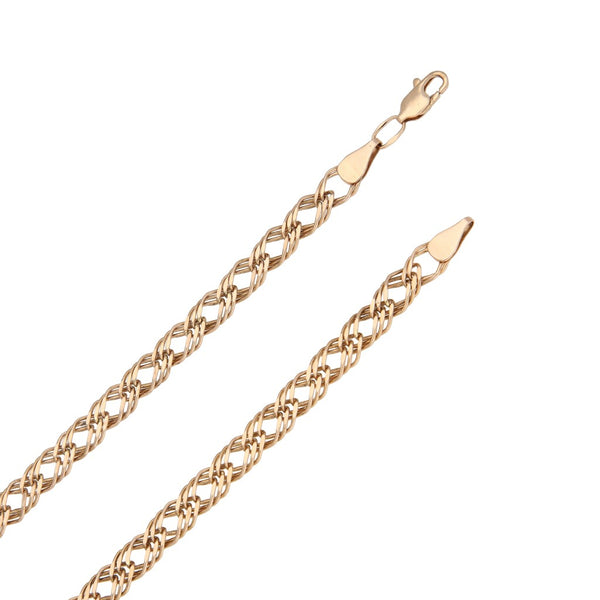 Collar eslabón encontrado triple en oro rosa 14 kilates.