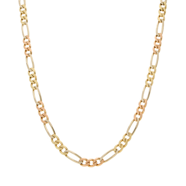 Collar de tres eslabones por uno en oro tres tonos 14 kilates.