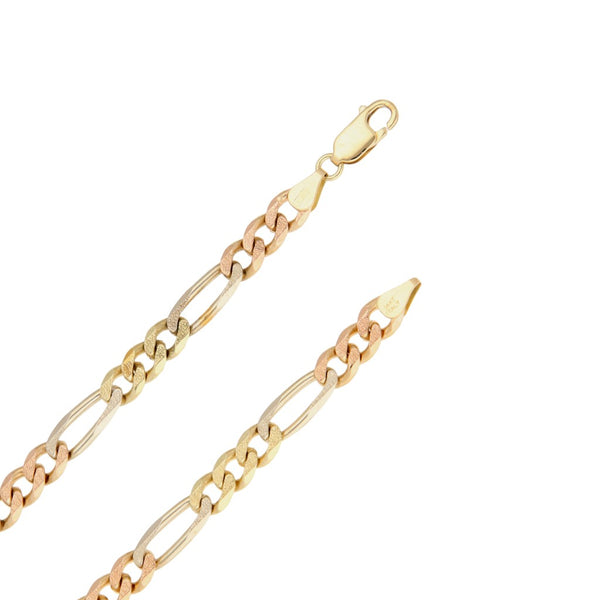 Collar de tres eslabones por uno en oro tres tonos 14 kilates.