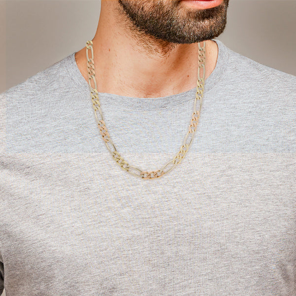 Collar de tres eslabones por uno en oro tres tonos 14 kilates.