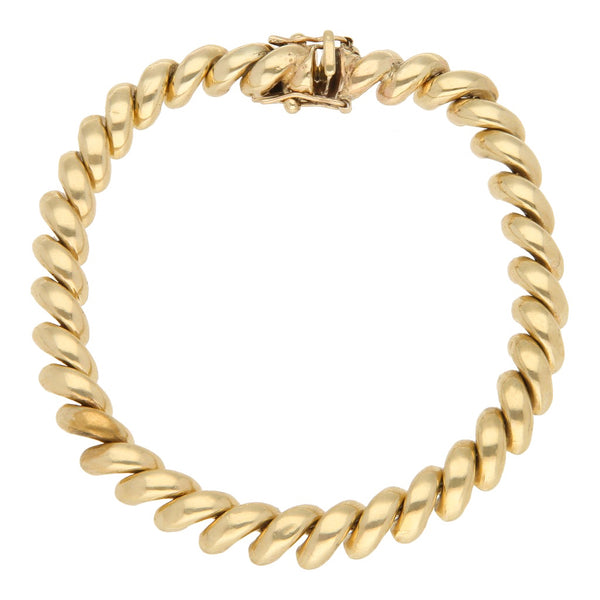 Pulsera eslabón articulado en oro amarillo 14 kilates.