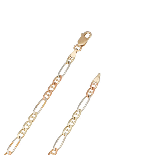 Collar eslabón combinado en oro tres tonos 14 kilates.