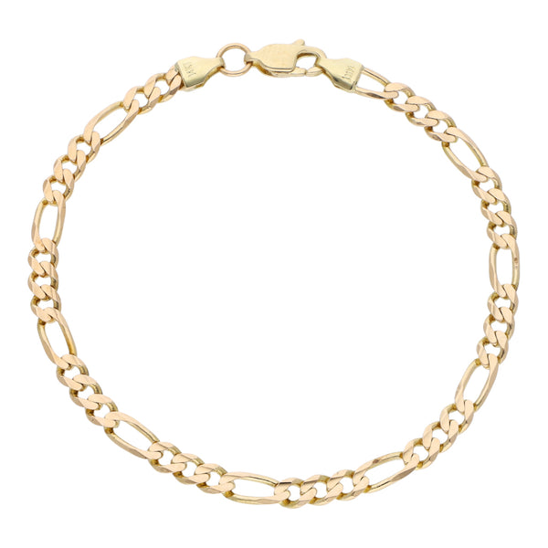 Pulsera de tres eslabones por uno en oro amarillo 14 kilates.