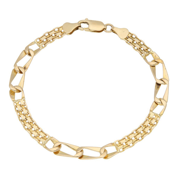 Pulsera eslabón combinado en oro amarillo 14 kilates.