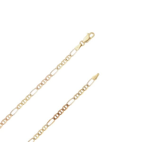 Collar eslabón combinado en oro tres tonos 14 kilates.