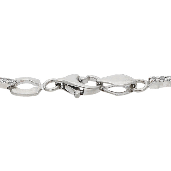 Pulsera eslabón articulado con circonias en oro blanco 14 kilates.