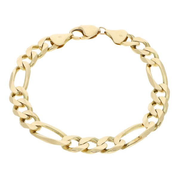 Pulsera de tres eslabones por uno en oro amarillo 14 kilates.