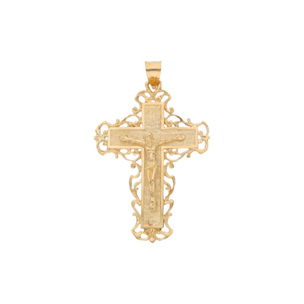 Crucifijo diseño especial en oro amarillo 14 kilates.