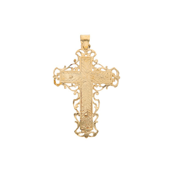 Crucifijo diseño especial en oro amarillo 14 kilates.