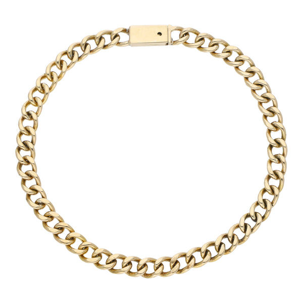 Pulsera eslabón barbado en oro amarillo 14 kilates.