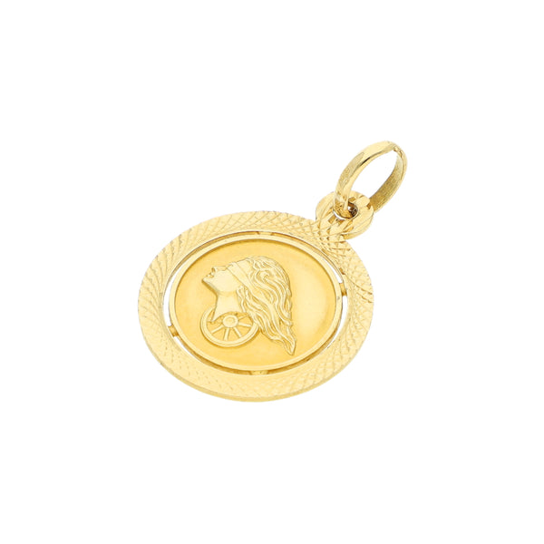 Dije diseño especial motivo dama en oro amarillo 18 kilates.