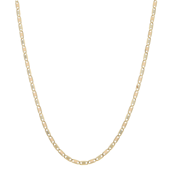Collar eslabón nudo marino en oro tres tonos 14 kilates.