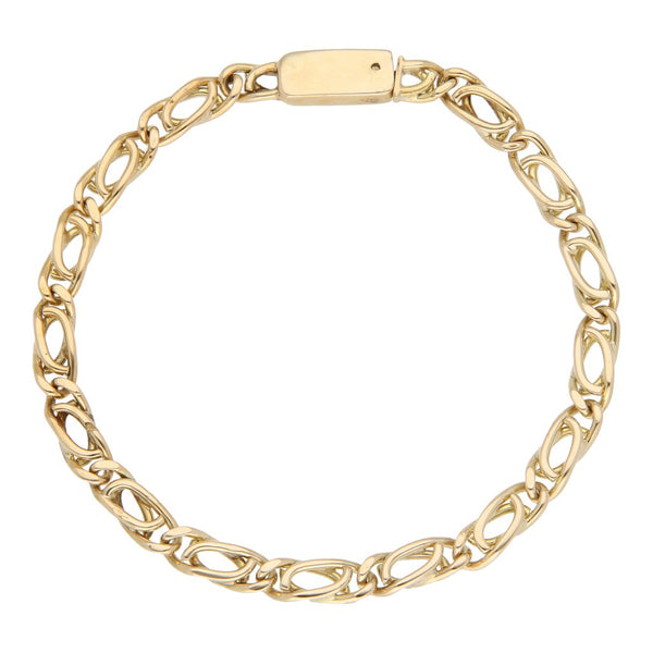 Pulsera eslabón nudo egipcio en oro amarillo 14 kilates.