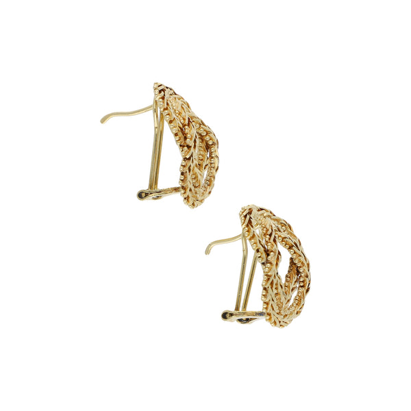 Aretes boleados en oro amarillo 14 kilates.