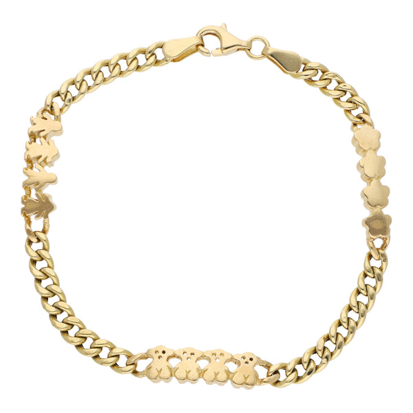 Pulsera eslabón encontrado firma Tous con aplicaciones motivo figuras diferentes en oro amarillo 18 kilates.