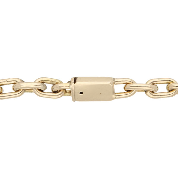 Pulsera eslabón cruzado en oro amarillo 14 kilates.