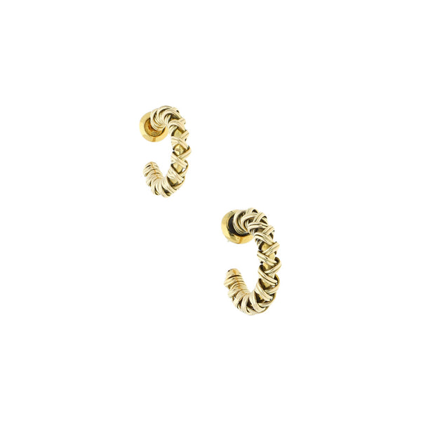 Broqueles trenzados firma Tane en oro amarillo 18 kilates.