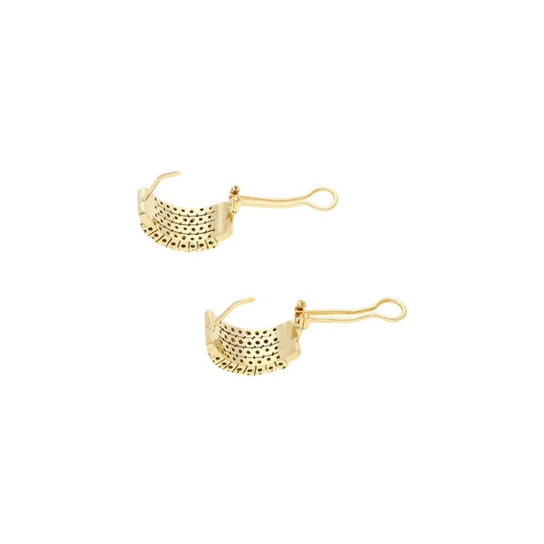 Aretes diseño especial con sintéticos en oro amarillo 14 kilates.