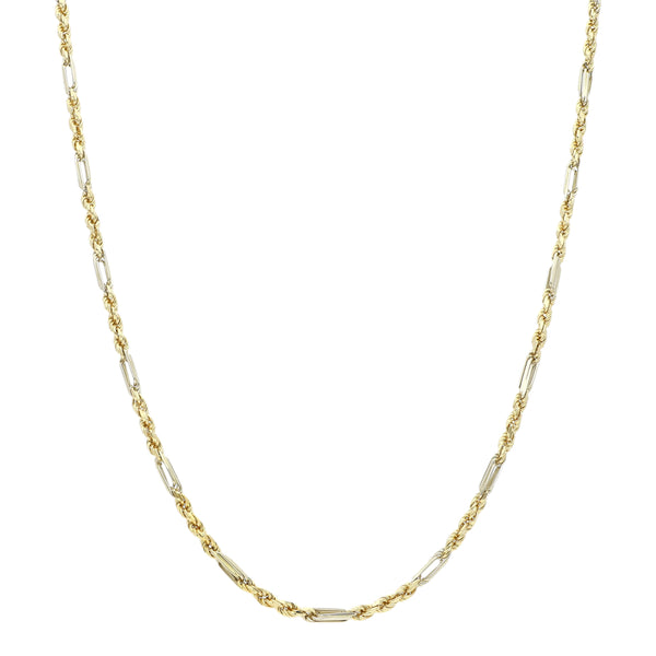 Collar eslabón combinado en oro dos tonos 14 kilates.