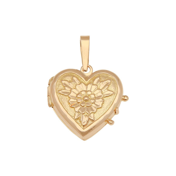 Dije porta retrato labrado motivo corazón en oro rosa 18 kilates.