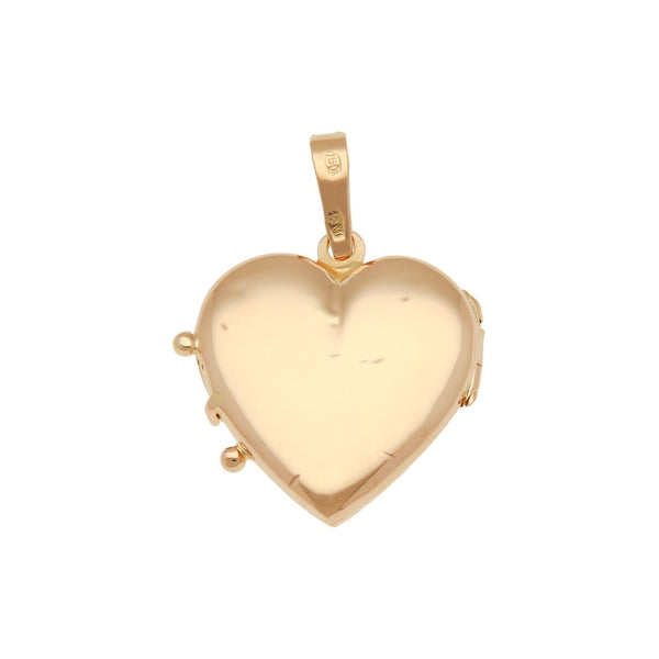 Dije porta retrato labrado motivo corazón en oro rosa 18 kilates.