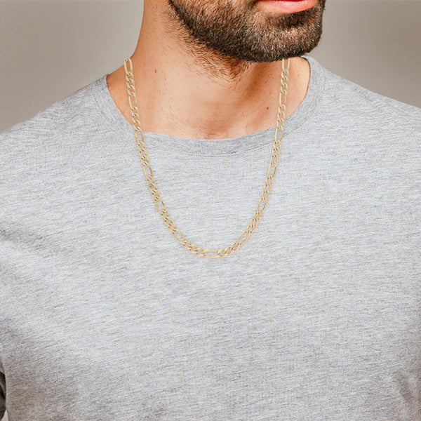 Collar de tres eslabones por uno platinados en oro amarillo 14 kilates.