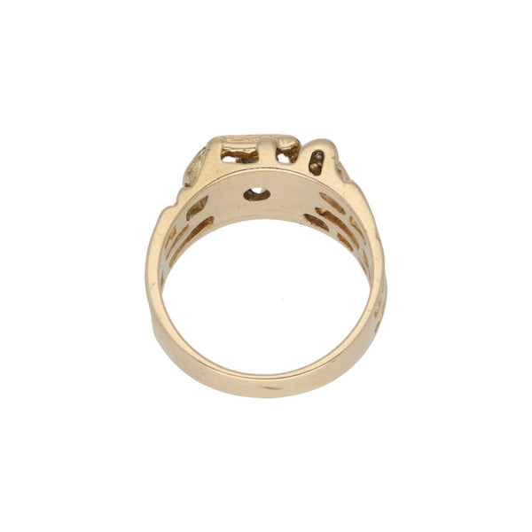 Anillo barroco con diamante en oro amarillo 14 kilates.