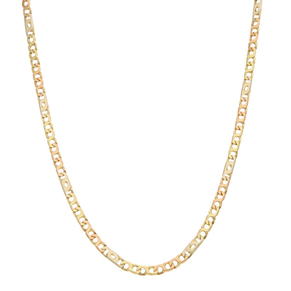 Collar eslabón combinado en oro dos tonos 14 kilates.
