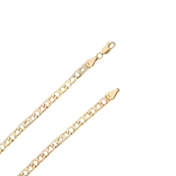 Collar eslabón combinado en oro dos tonos 14 kilates.