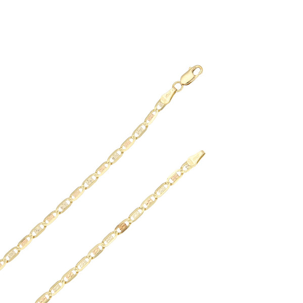 Collar eslabón nudo marino y cruz estilizada en oro amarillo 14 kilates.
