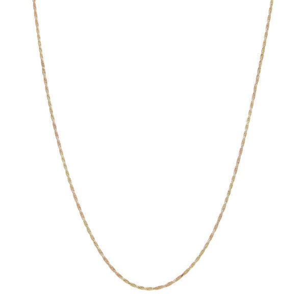 Collar eslabón torzal platinado en oro dos tonos 14 kilates.