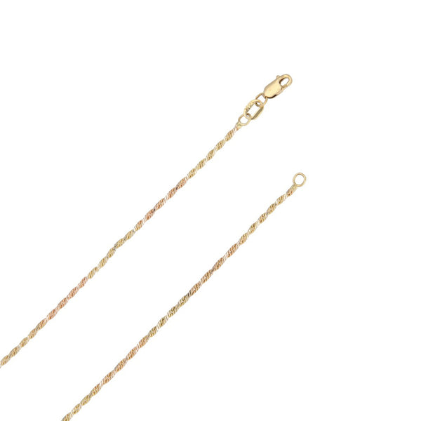 Collar eslabón torzal platinado en oro dos tonos 14 kilates.