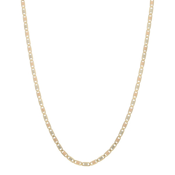Collar eslabón nudo marino en oro tres tonos 14 kilates.