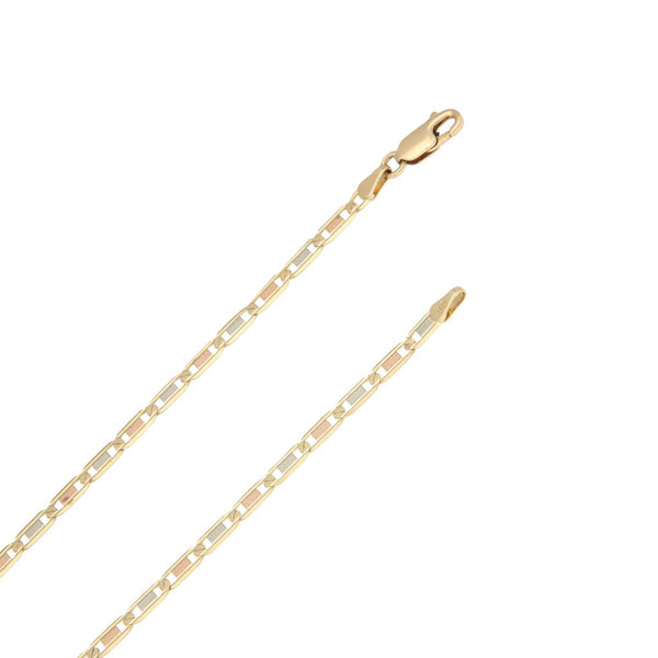 Collar eslabón nudo marino en oro tres tonos 14 kilates.