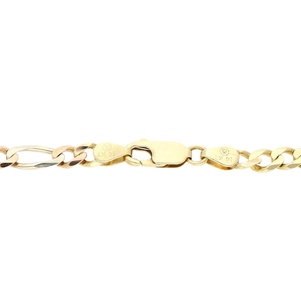 Pulsera de tres eslabones por uno en oro tres tonos 14 kilates.