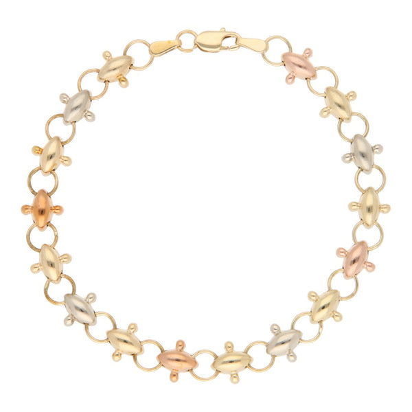 Pulsera eslabón combinado en oro amarillo 14 kilates.