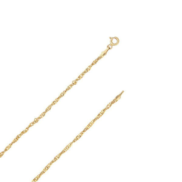 Collar eslabón torzal y dije hueco motivo elefante en oro dos tonos 14 kilates.