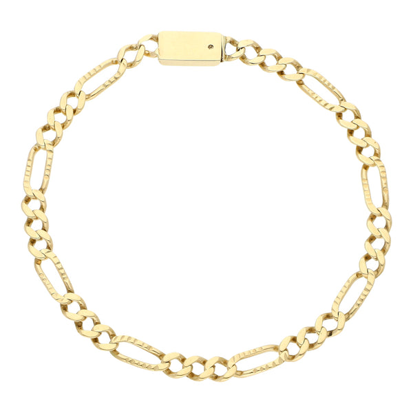 Pulsera de tres eslabones por uno en oro amarillo 14 kilates.