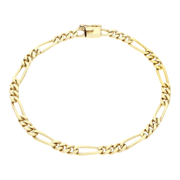 Pulsera de tres eslabones por uno en oro amarillo 14 kilates.