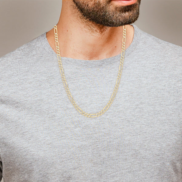 Collar de tres eslabones por uno platinados en oro amarillo 14 kilates.