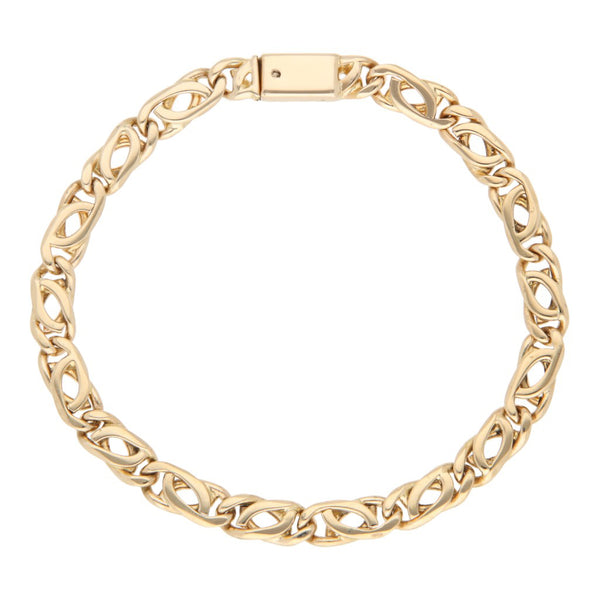 Pulsera eslabón nudo egipcio en oro amarillo 14 kilates.