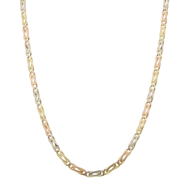 Collar eslabón nudo egipcio en oro dos tonos 14 kilates.